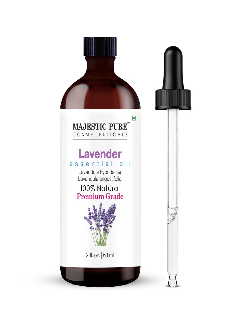 Majestic Pure زيت أساسي مع قطارة زجاجية - 100% نقي وطبيعي - زيوت أساسية للناشر، العلاج بالروائح، صناعة الصابون والشمع، زيت اللافندر، زيت اللافندر، 2 أونصة سائلة - Image 3